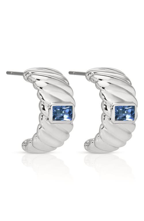Ettika Textured Half Hoop Earrings In Blue