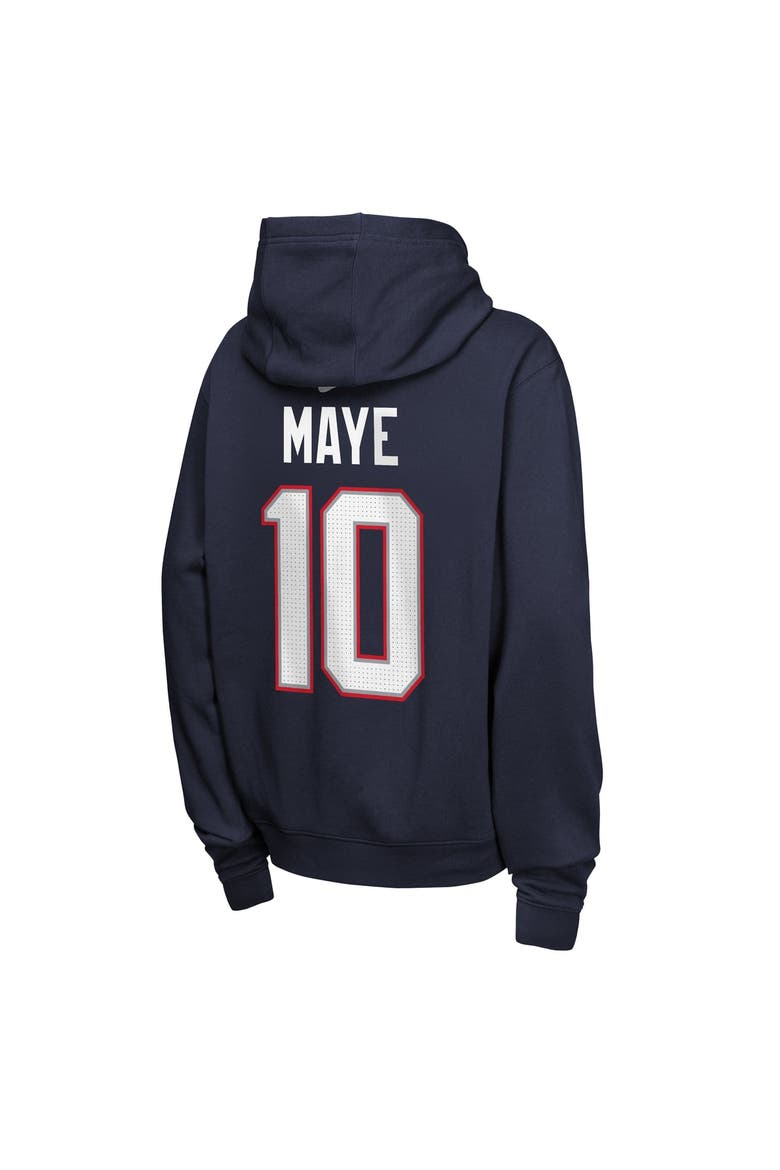 Youth Nike Drake Maye Navy New England Patriots Name & Number Club Fleece Hoodie, Alternate, color, Navy