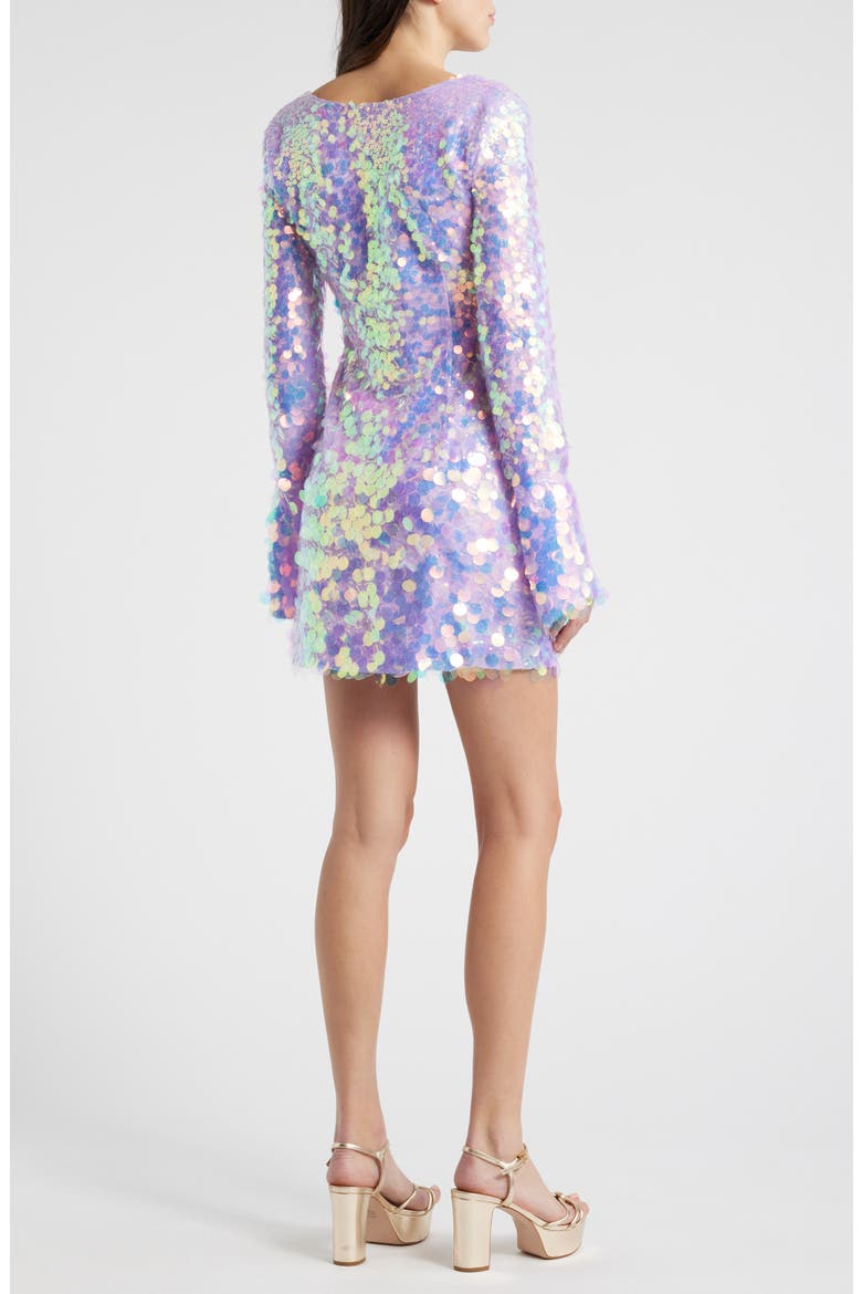 Risbo Paillette Long Sleeve Minidress, Alternate, color, LILAC