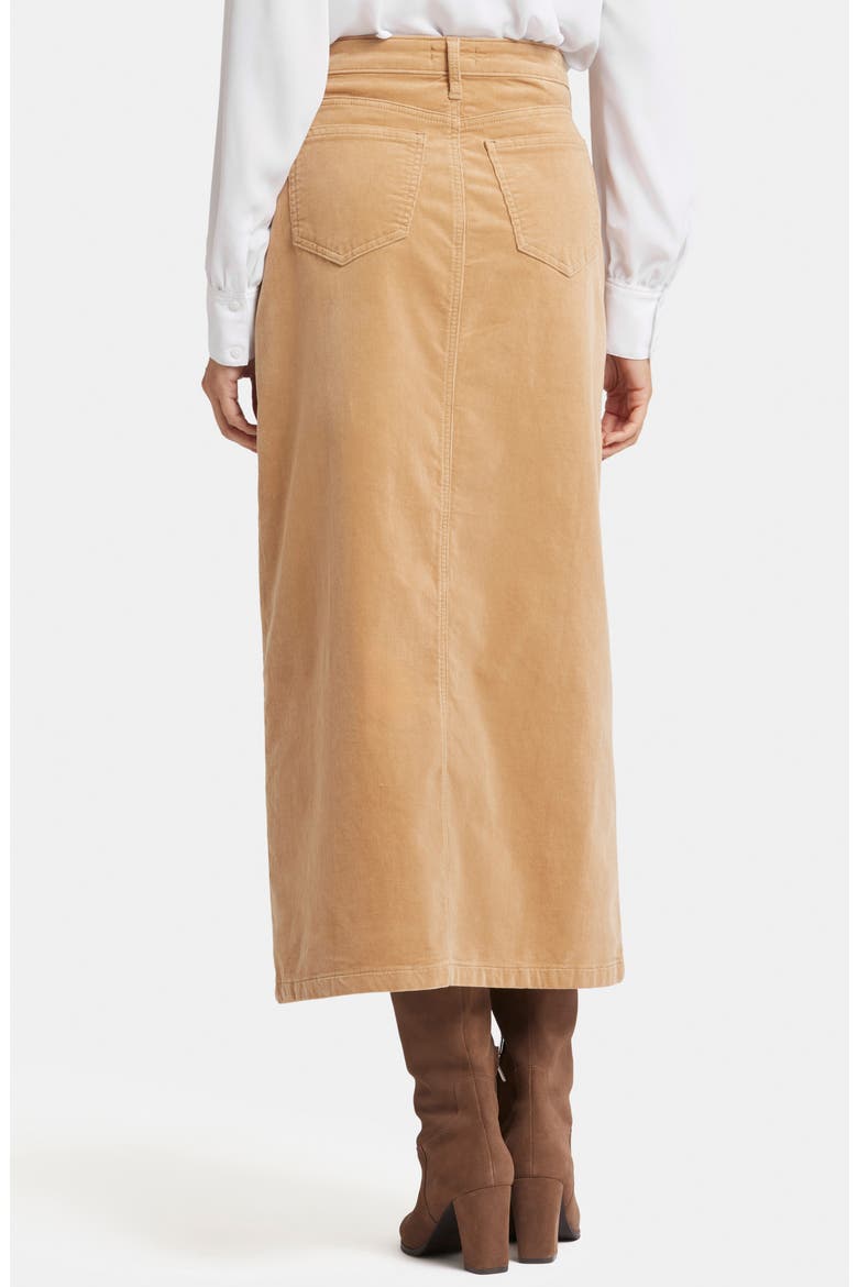 High Waist Slit Front Corduroy Maxi Skirt, Alternate, color, SAND DUNE