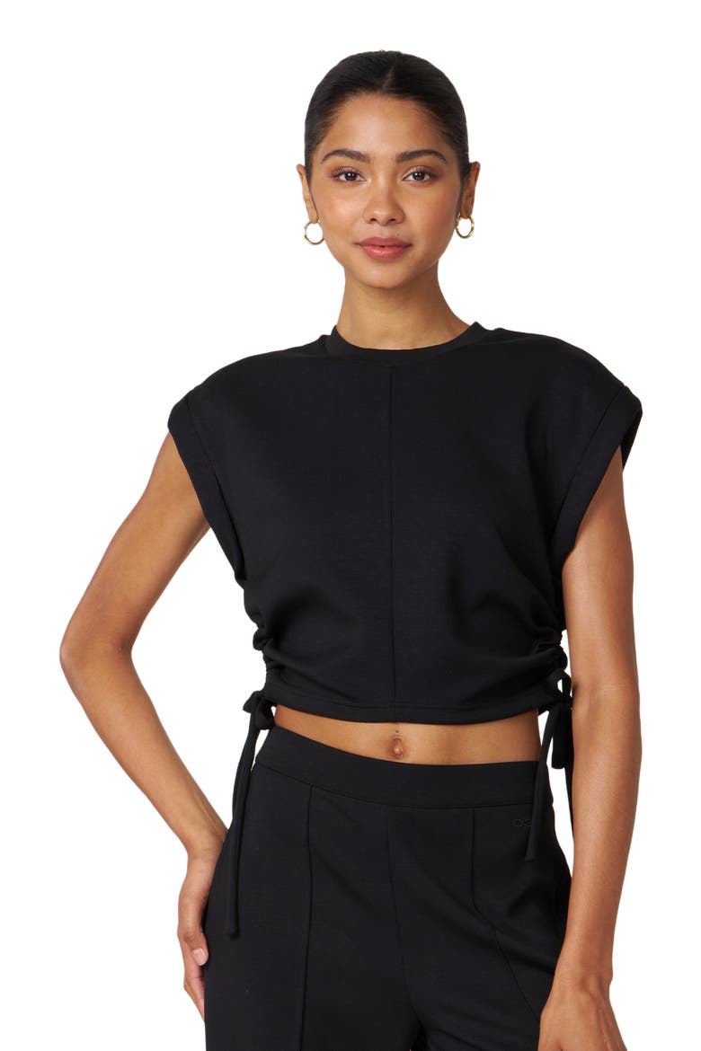 Nadine Scuba Knit Shirring Top, Alternate, color, Black