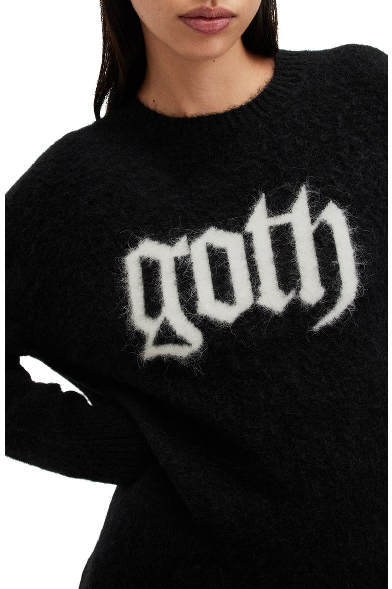 Goth Intarsia Crewneck Sweater, Alternate, color, BLACK