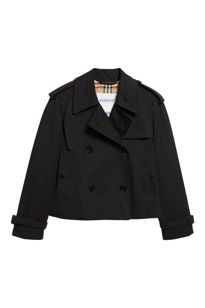Haltye Cotton Gabardine Crop Trench Jacket, Alternate, color, BLACK