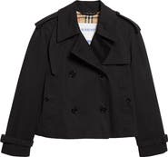 Burberry Haltye Cotton Gabardine Crop Trench Jacket