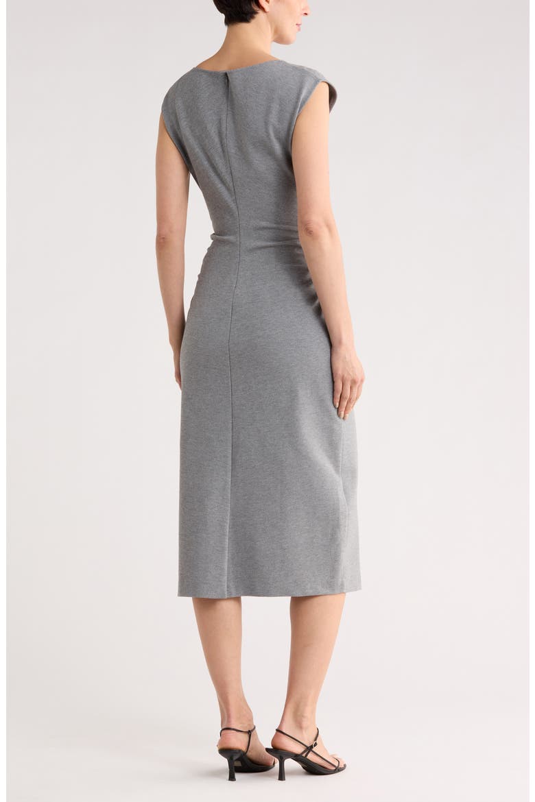 Ruched High Neck Ponte Dress, Alternate, color, GREY DARK HEATHER