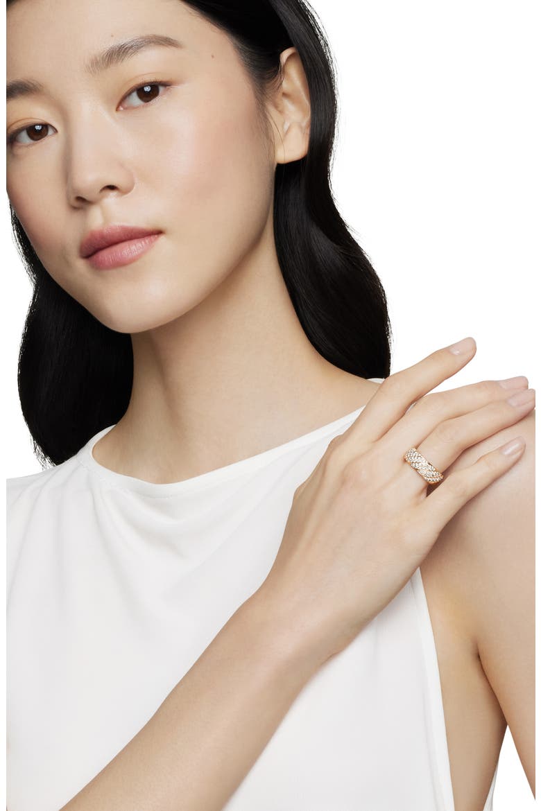 Sculpted Cable Band Ring in 18K Yellow Gold with Pavé Diamonds, Alternate, color, 18K YELLOW GOLD