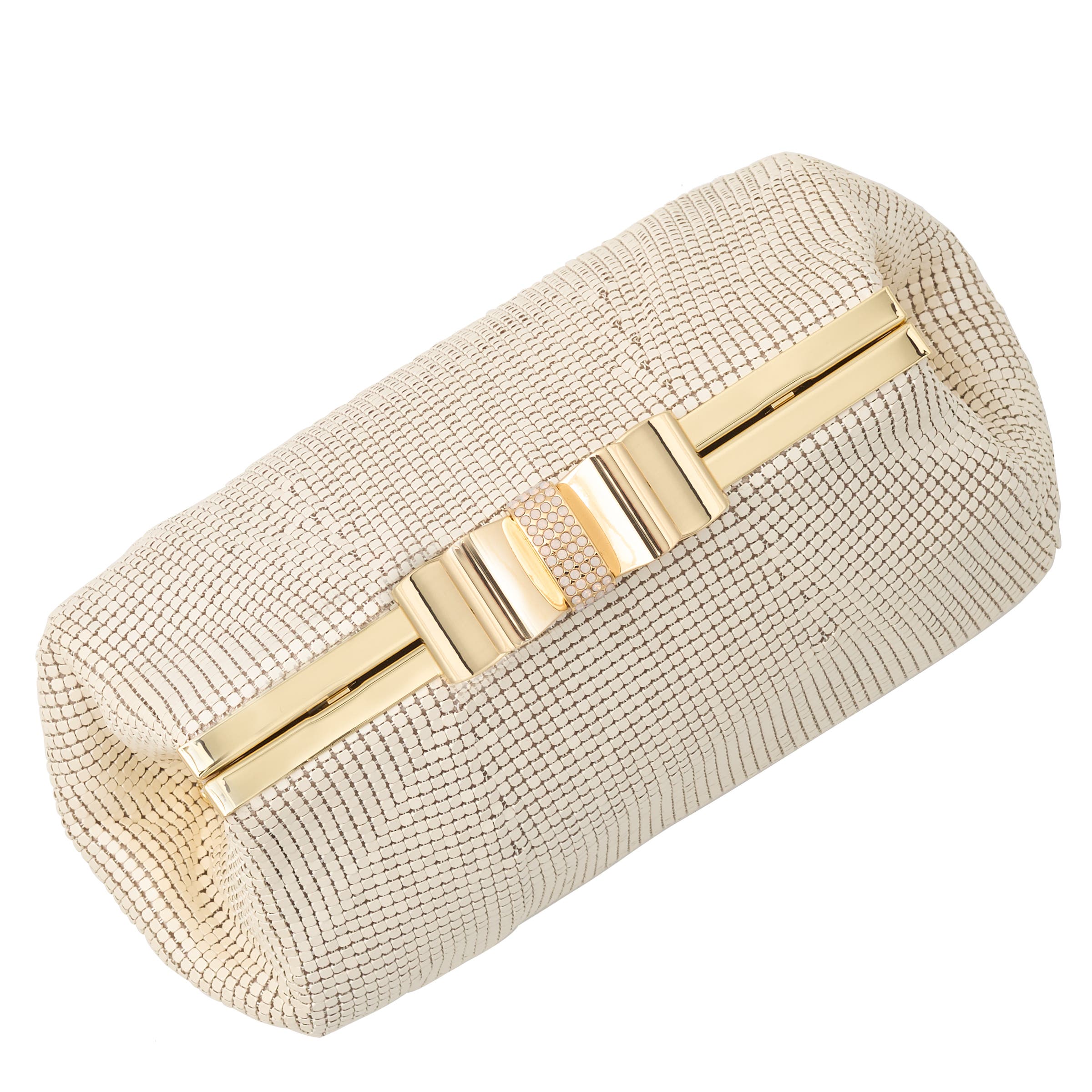 Whiting & Davis Blake Bow Clutch, Alternate, color, Pearl