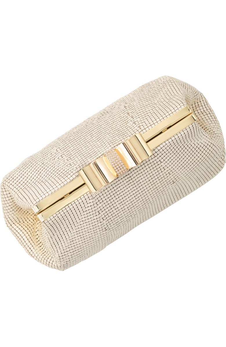 Whiting & Davis Blake Bow Clutch, Alternate, color, Pearl