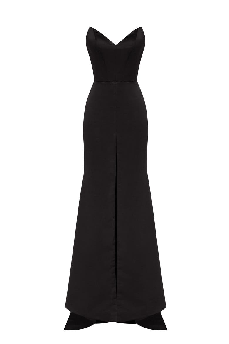 Black Elegant Strapless Trumpet Evening Gown, Main, color, Black