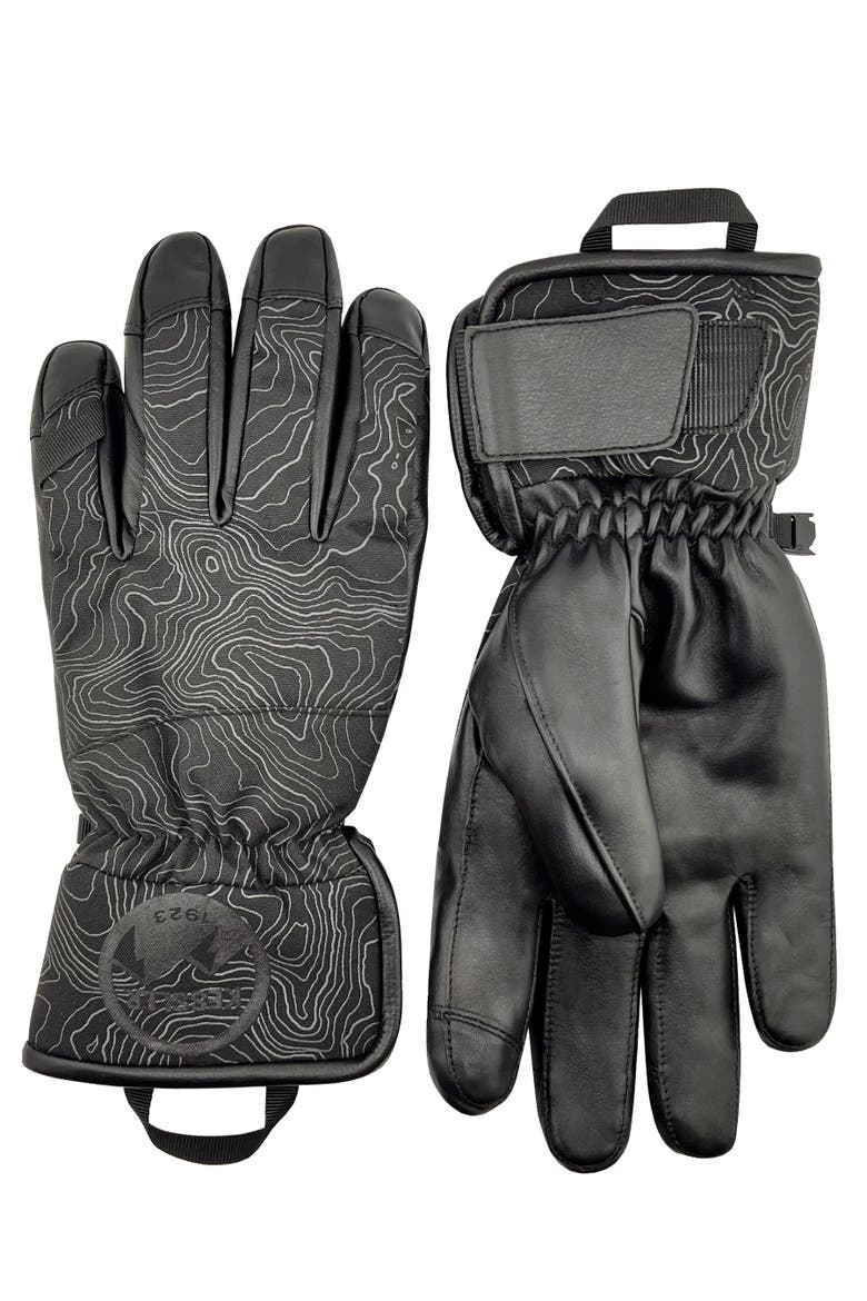 Waterproof Ergo Grip Leather Palm Snow Gloves, Main, color, black/ charcoal