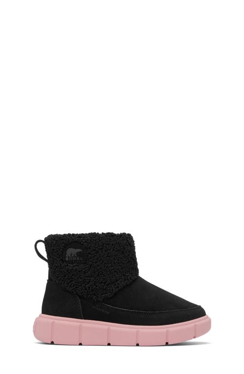 Sorel Kids' Explorer Iii Faux Fur Waterproof Slip-on Boot In Black/dazed Mauve