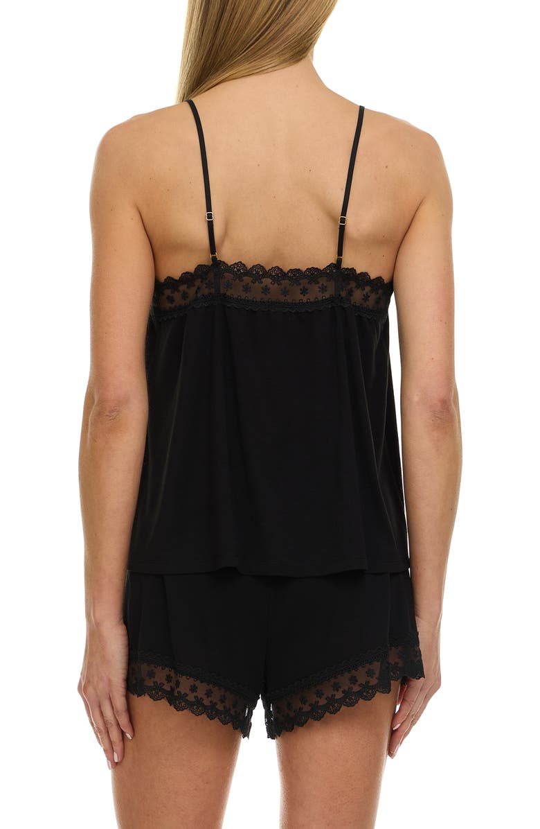 Flora Nikrooz Maven Lace Trim Jersey Short Pajamas, Alternate, color, Black
