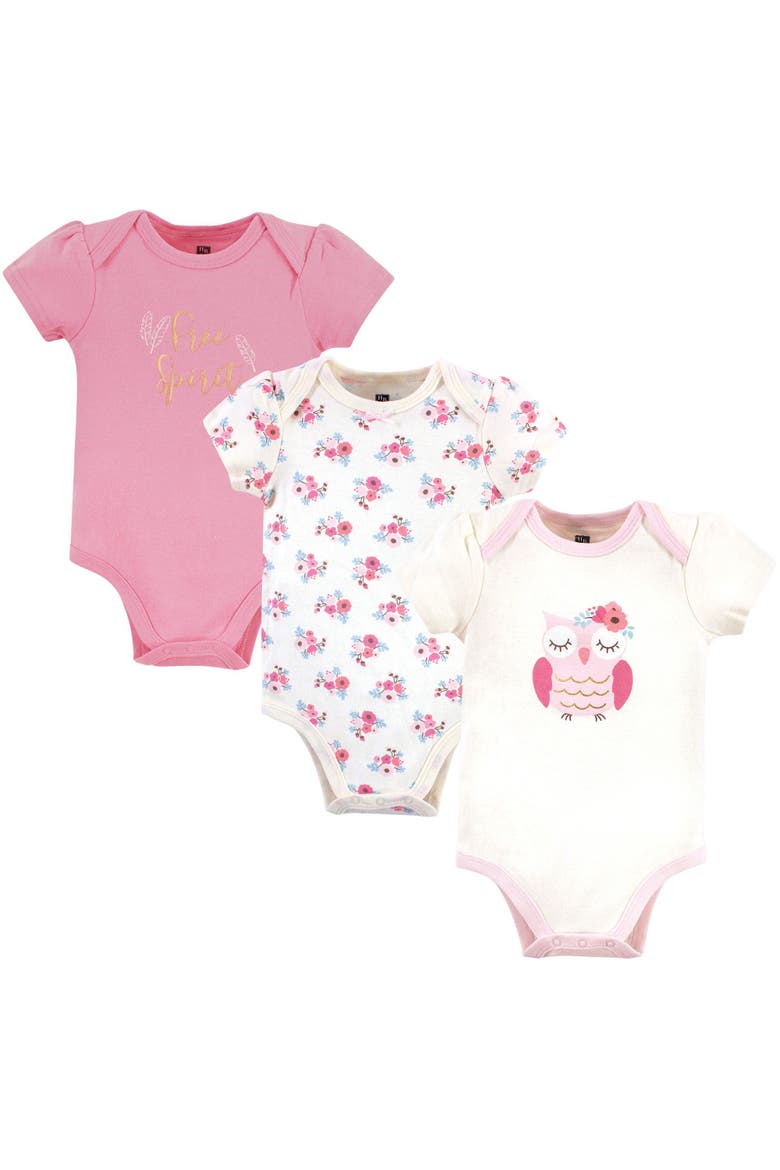 Comfortable All-Cotton Bodysuit 3Pk, Main, color, Free Spirit Owl