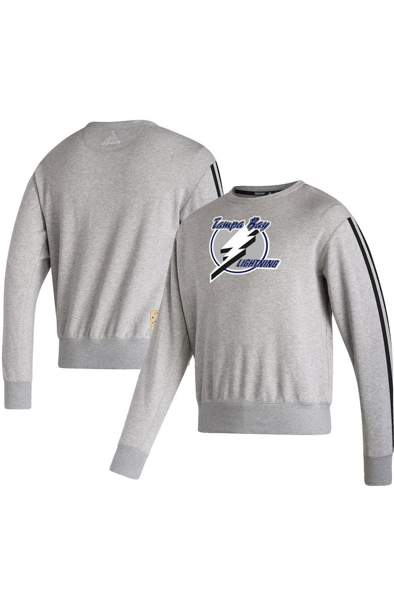 adidas Men's adidas Heathered Gray Tampa Bay Lightning Team Classics Vintage Pullover Sweatshirt, Main, color, 