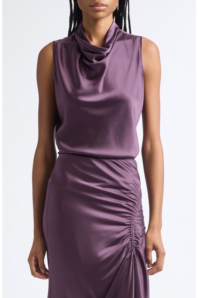 Tam Cowl Neck Silk Shell, Main, color, DARK EGGPLANT