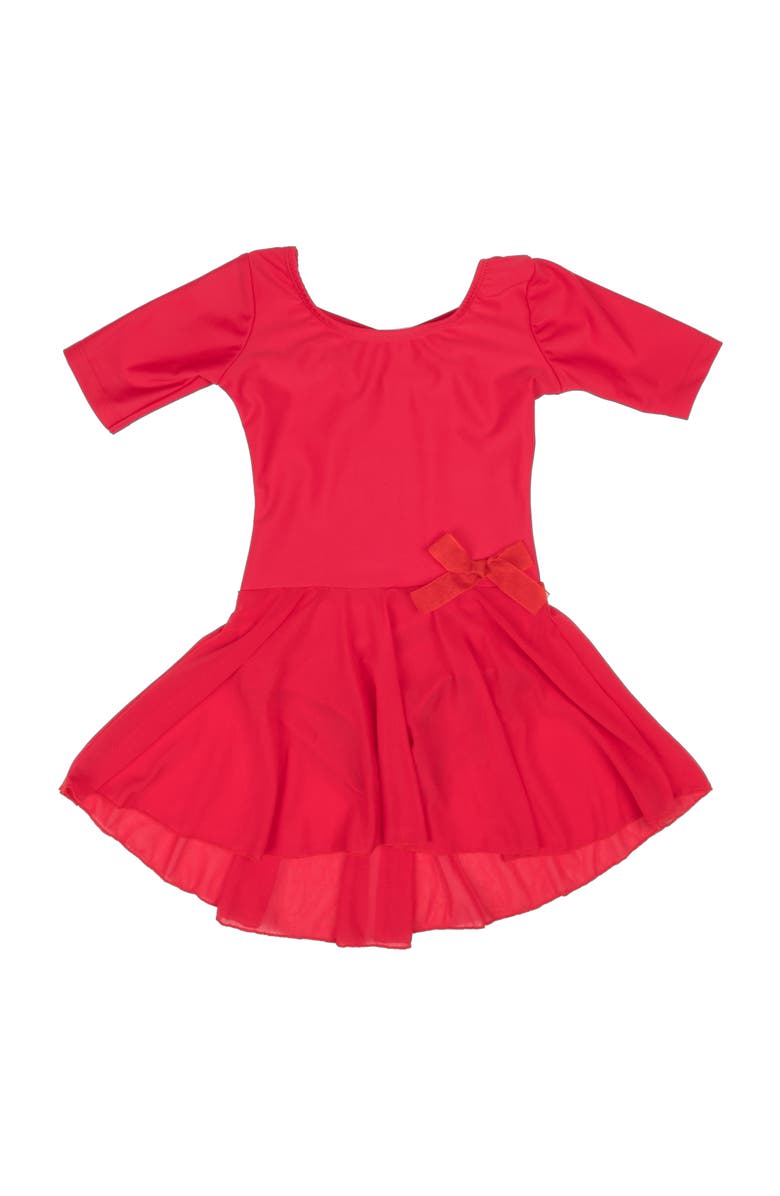 Leveret Girls Short Sleeve Skirted Leotard, Main, color, Red