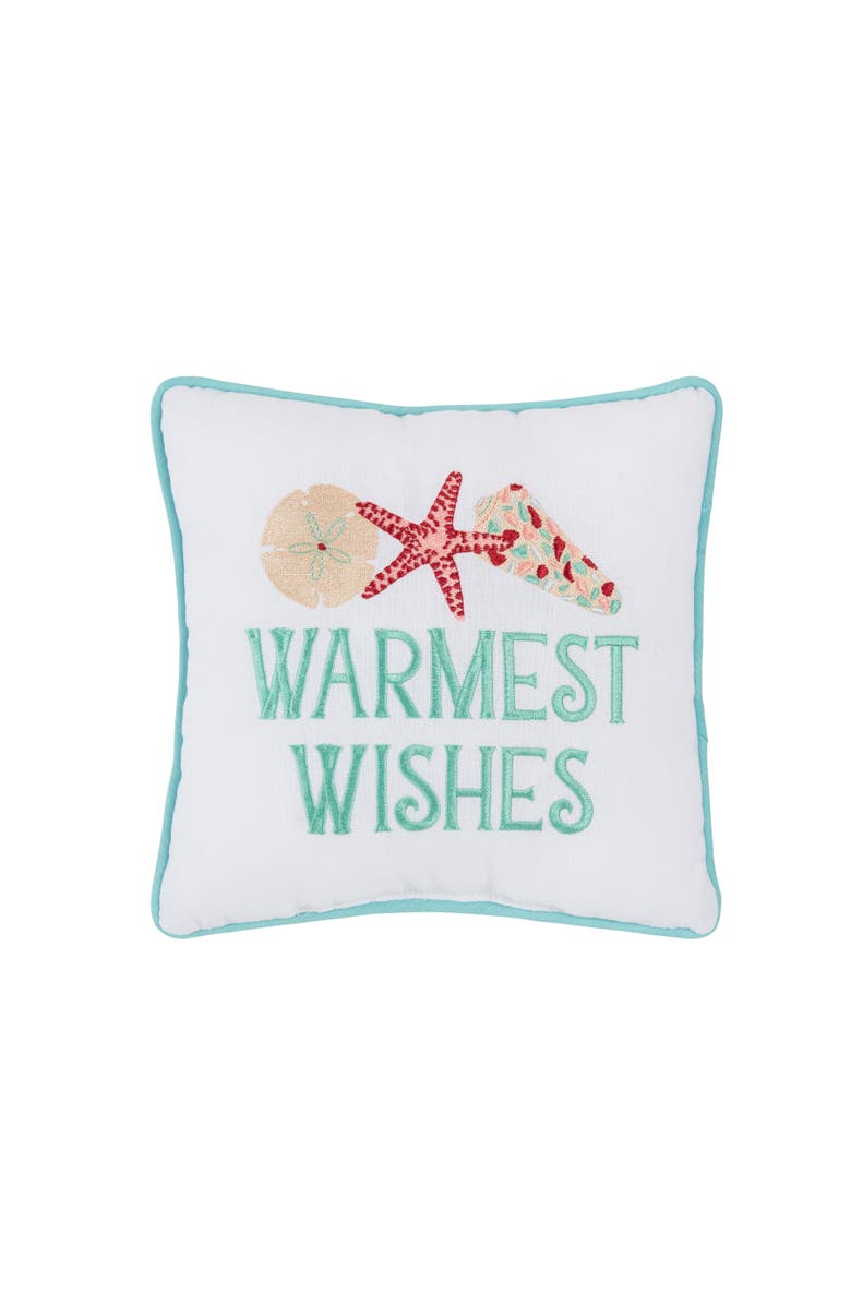 C&F Home Warmest Wishes Small Christmas Accent Pillow, 10" x 10", Main, color, Blue