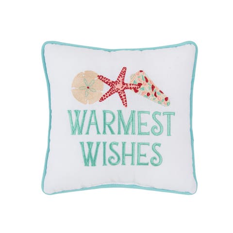 Warmest Wishes Small Christmas Accent Pillow, 10" x 10"