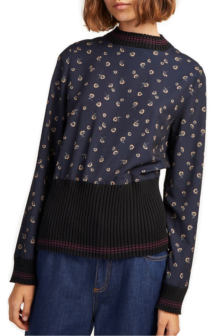 Mahi Knit Top, Main, color, UTILITY BLUE/ GOLD