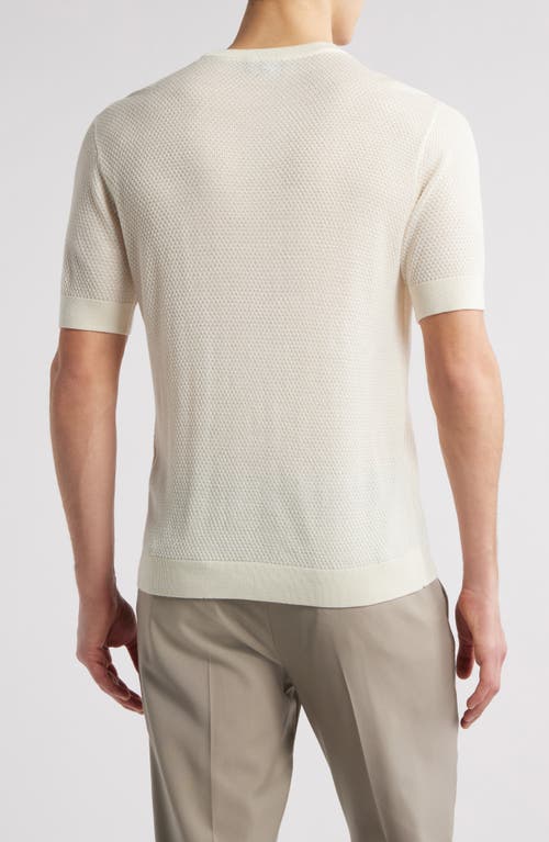 Emporio Armani Textured Dot Short Sleeve Crewneck Sweater In White