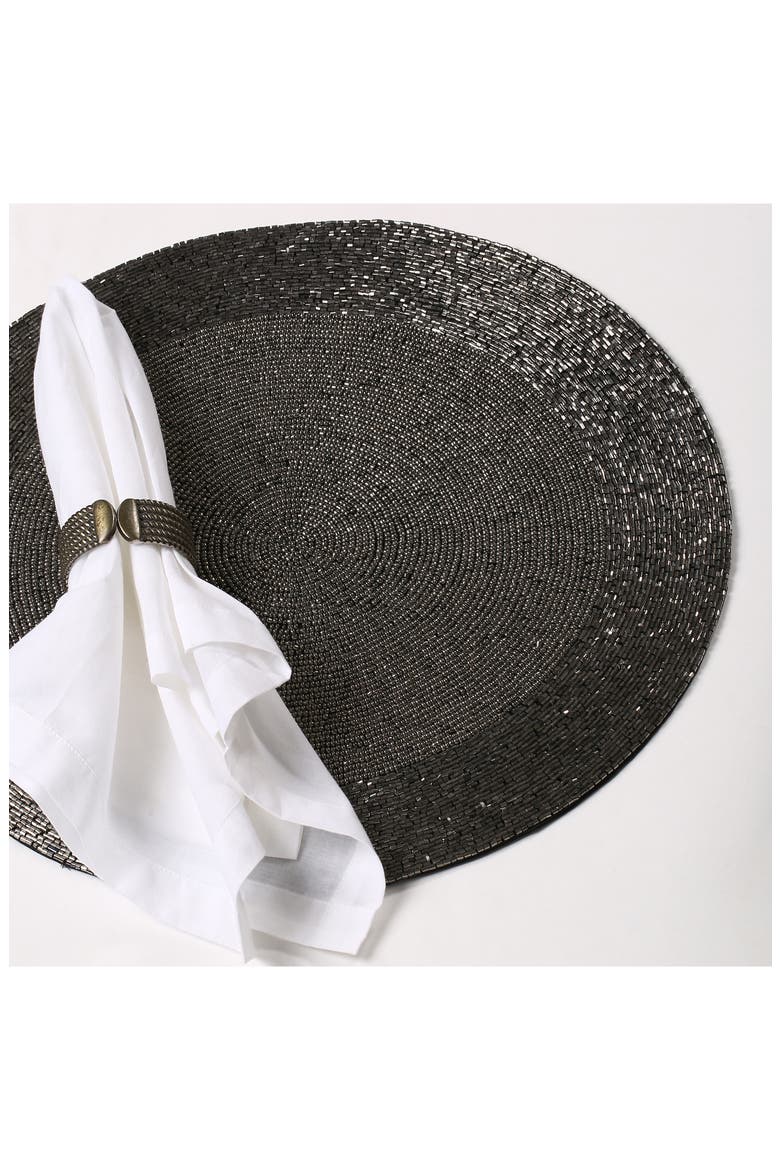 Jewel Beaded Placemat, Alternate, color, GUNMETAL