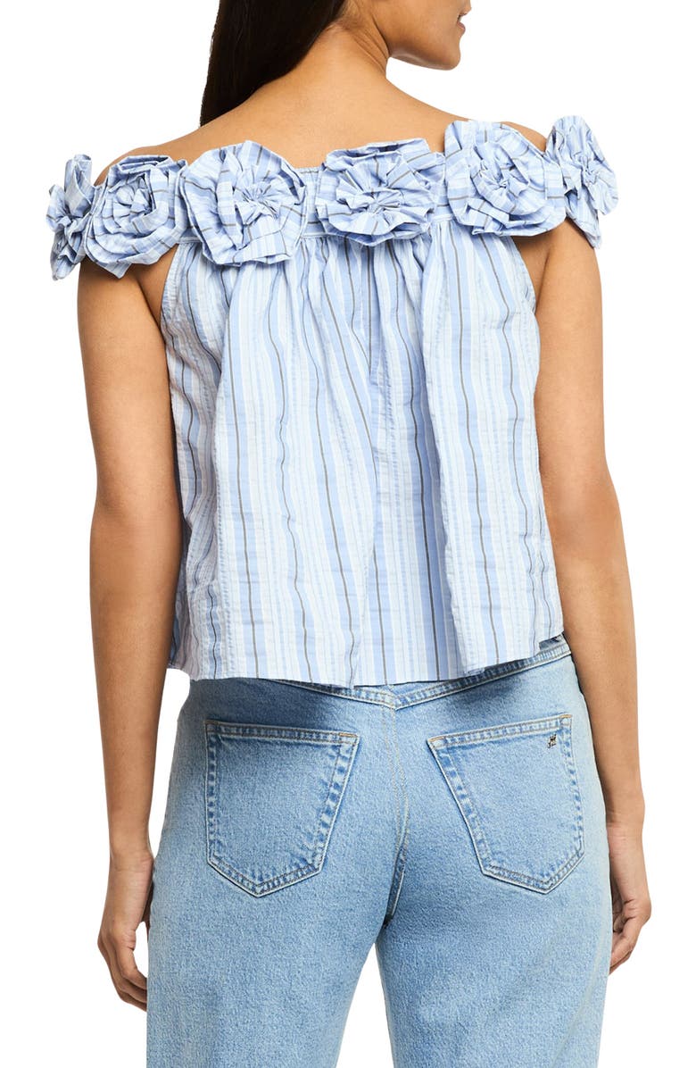 Cinq à Sept Kelsey Off the Shoulder Cotton Blend Seersucker Top, Alternate, color, Blue Multi