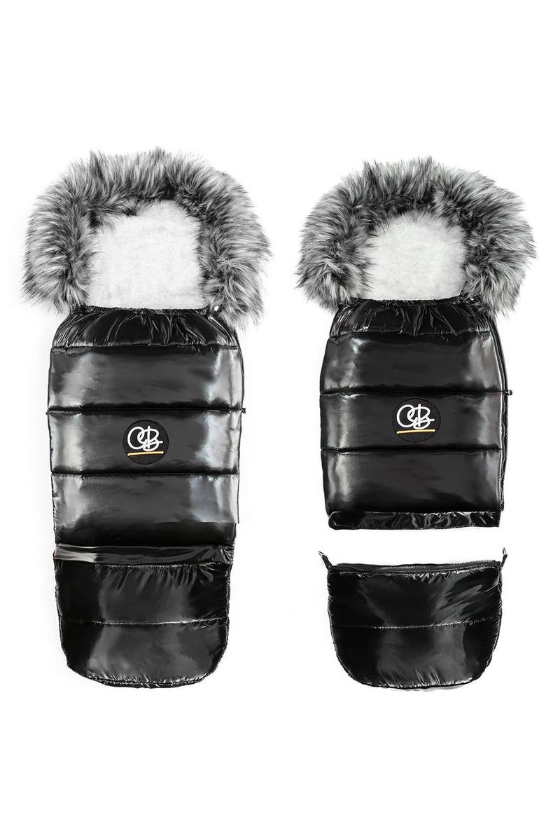 Cover Baby LLC Premium Wool Adjustable Footmuff, Main, color, Gray Wool In Satin Black