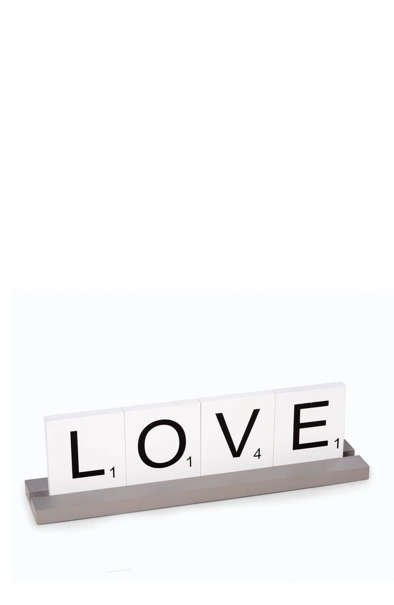 Bey-Berk White  Love Scrabble Letter Tile Sign, Main, color, 