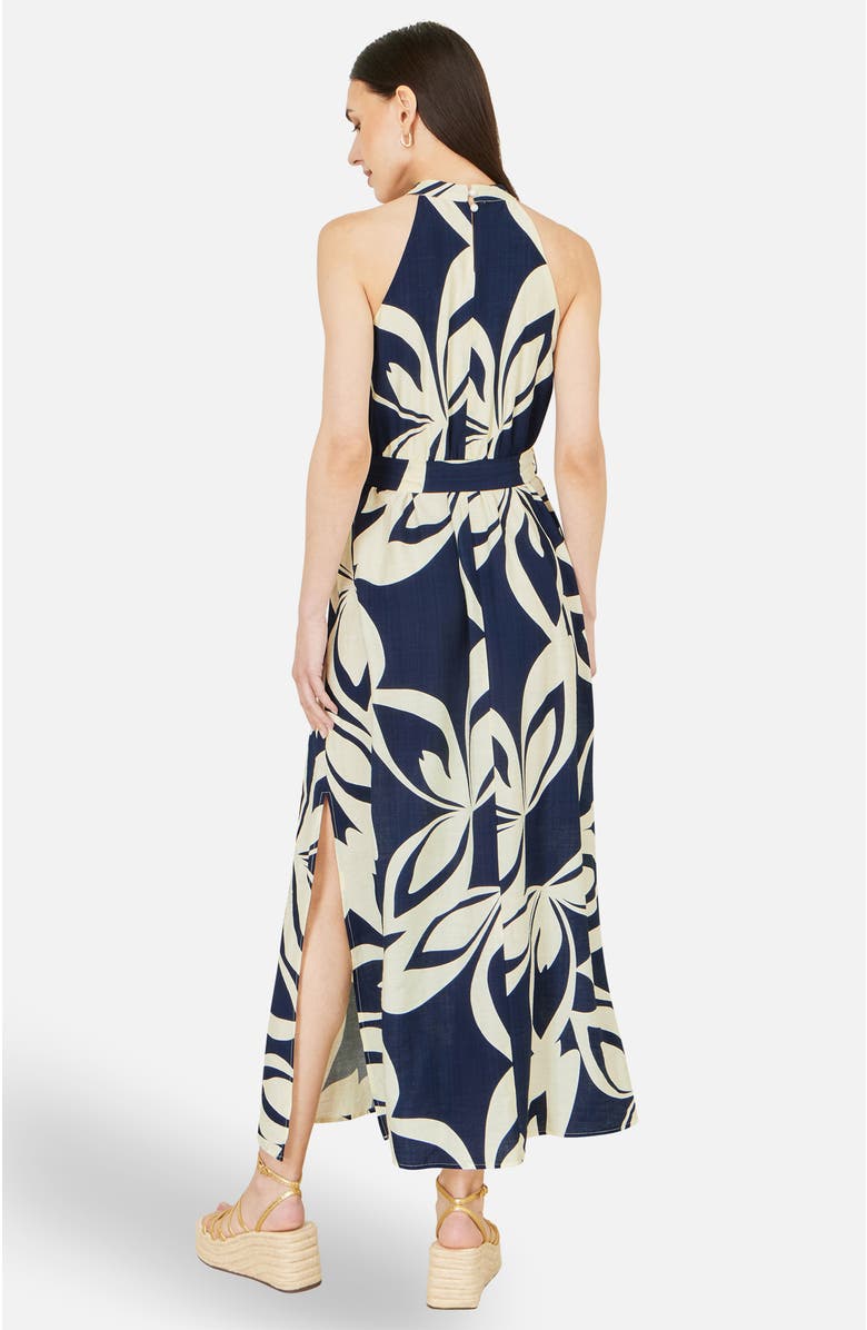 Yumi Geo Swirl Print Halter  Maxi Dress, Alternate, color, Navy