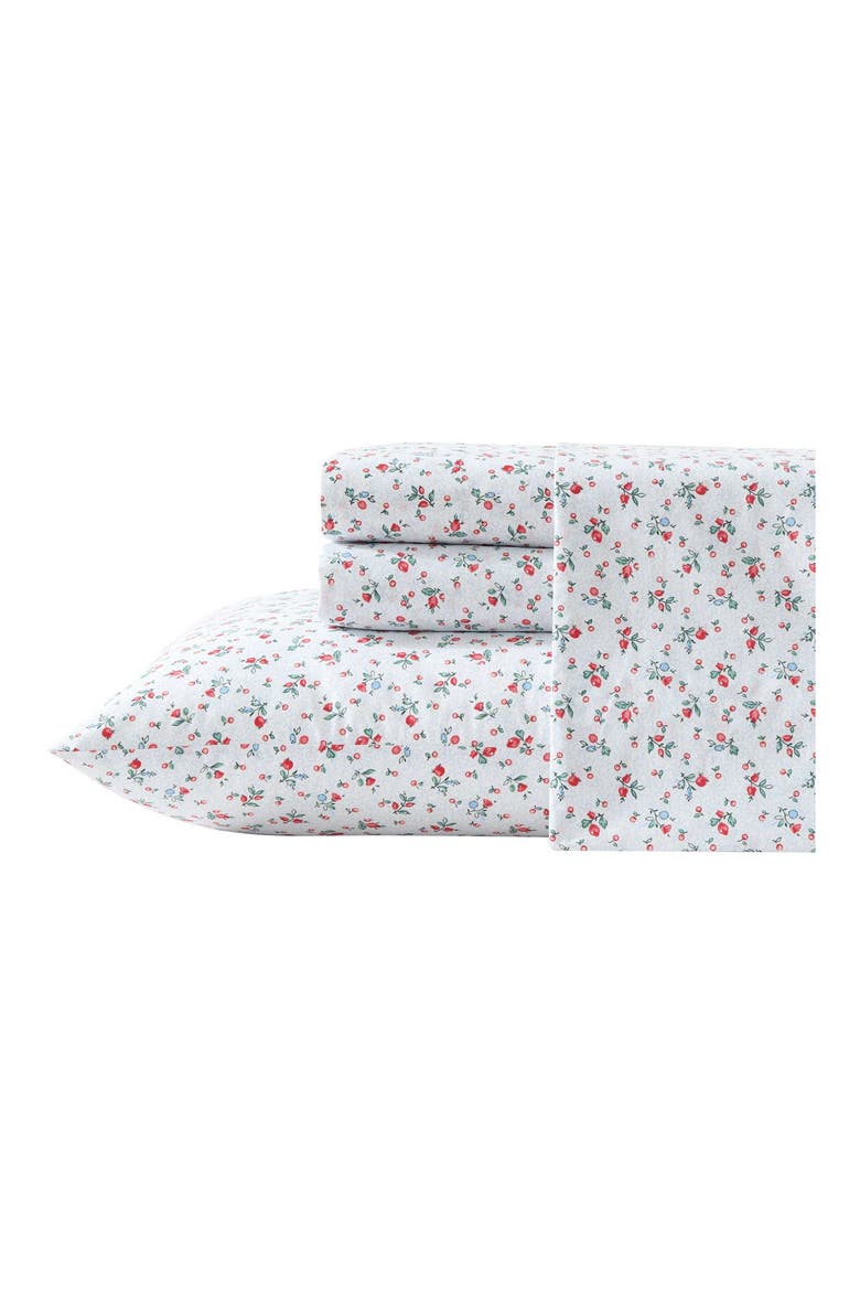 Aylesmore Ditsy Floral Full Cotton Percale Sheet Set, Main, color, BRIGHT RED