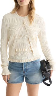 Scotch & Soda Smocked Crewneck Cardigan