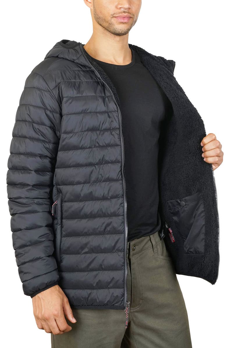 HAWKE & CO Faux Shearling Lined Hooded Puffer Jacket, Alternate, color,