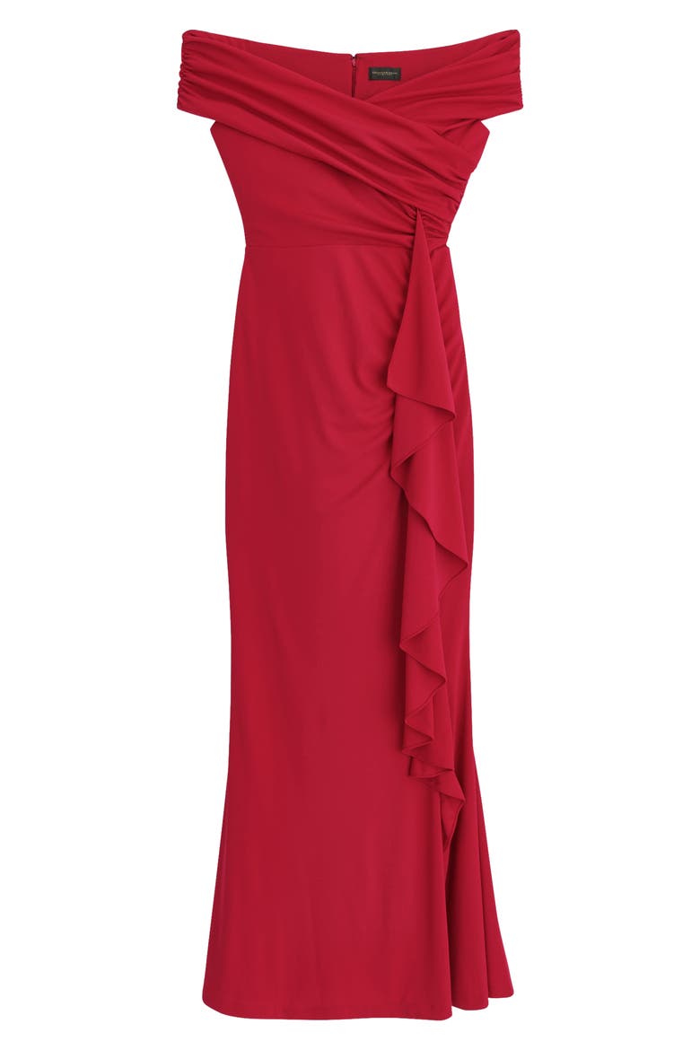 Ruffle Detail Off the Shoulder Gown, Alternate, color, METROPOLITAN
