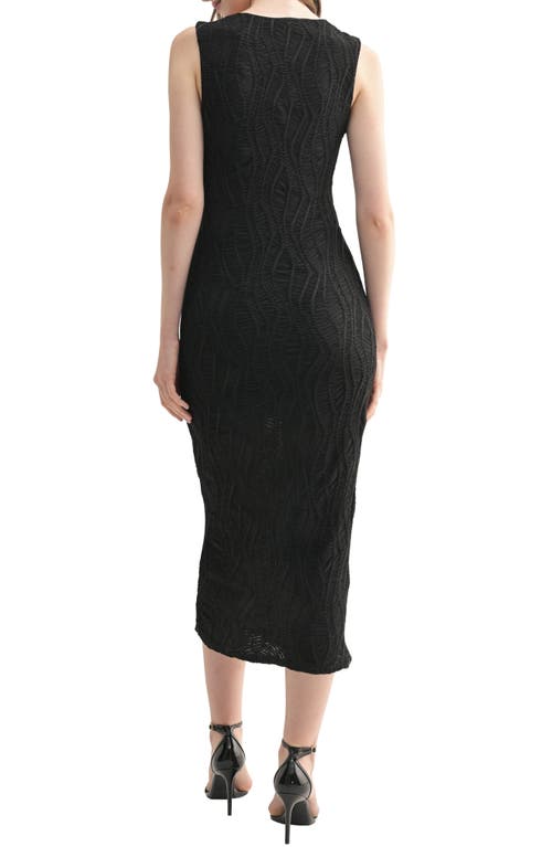 Lush Keyhole Neckline Texture Midi Dress In Black