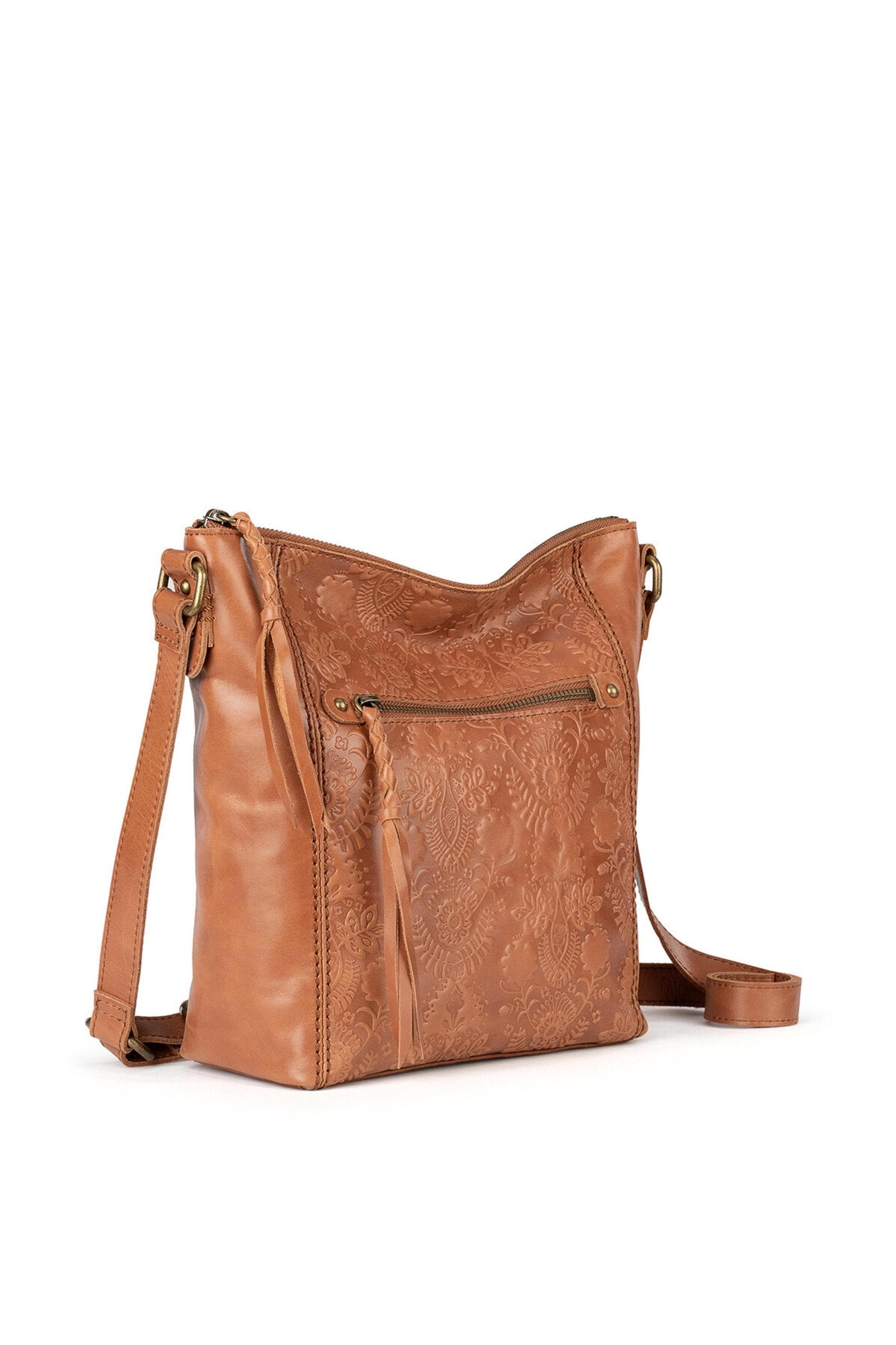 Ashland Leather Crossbody, Alternate, color, Tobacco Floral Emboss