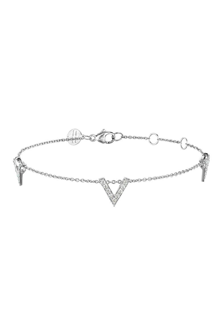 Bestow V-Station Bracelet, Main, color, WHITE GOLD