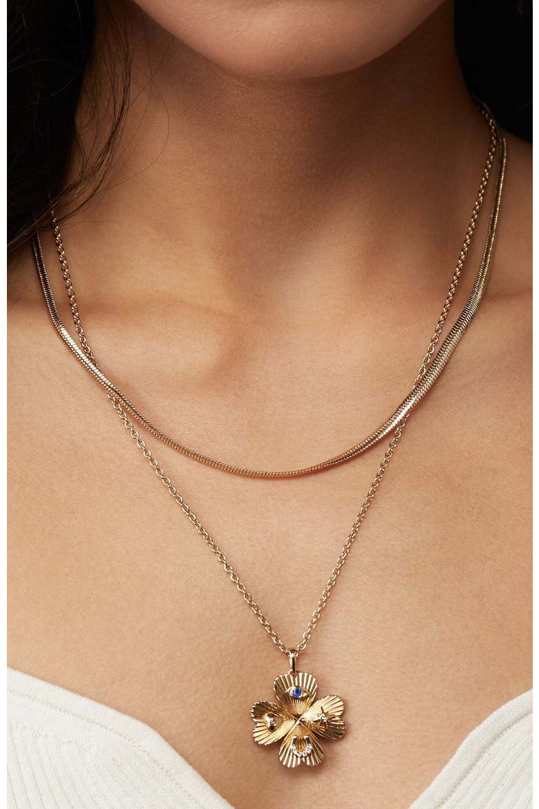 Lucky Four Leaf Clover  Necklace, Alternate, color, Gold