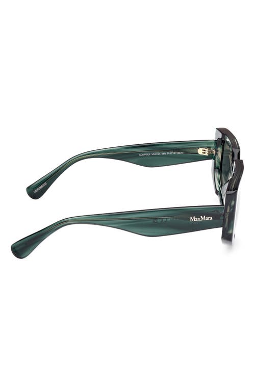 Max Mara Women's Transparent Dark Green Squared Cat-eye Sunglasses In Striped Deep Emerald/emerald