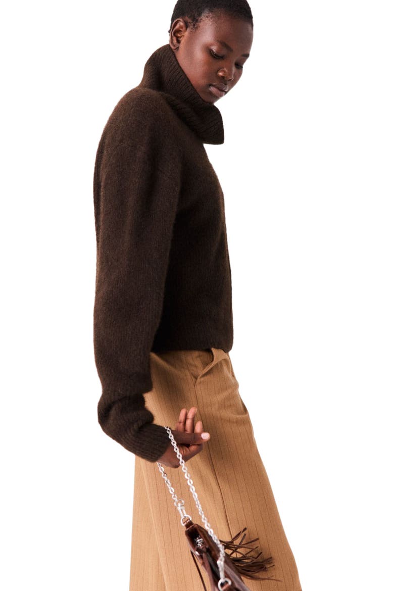 Yak blend roll-neck sweater, Alternate, color, Dark brown