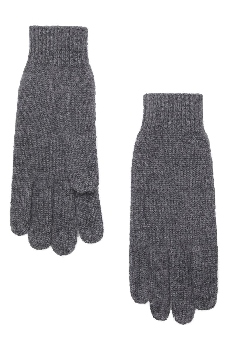 MANGO Selection Cashmere Gloves, Main, color, Medium Heather Grey
