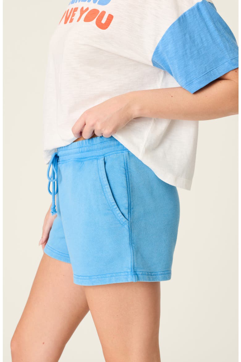 Washed Away Cotton French Terry Short Pajama Bottoms, Alternate, color, MARINE BLUE