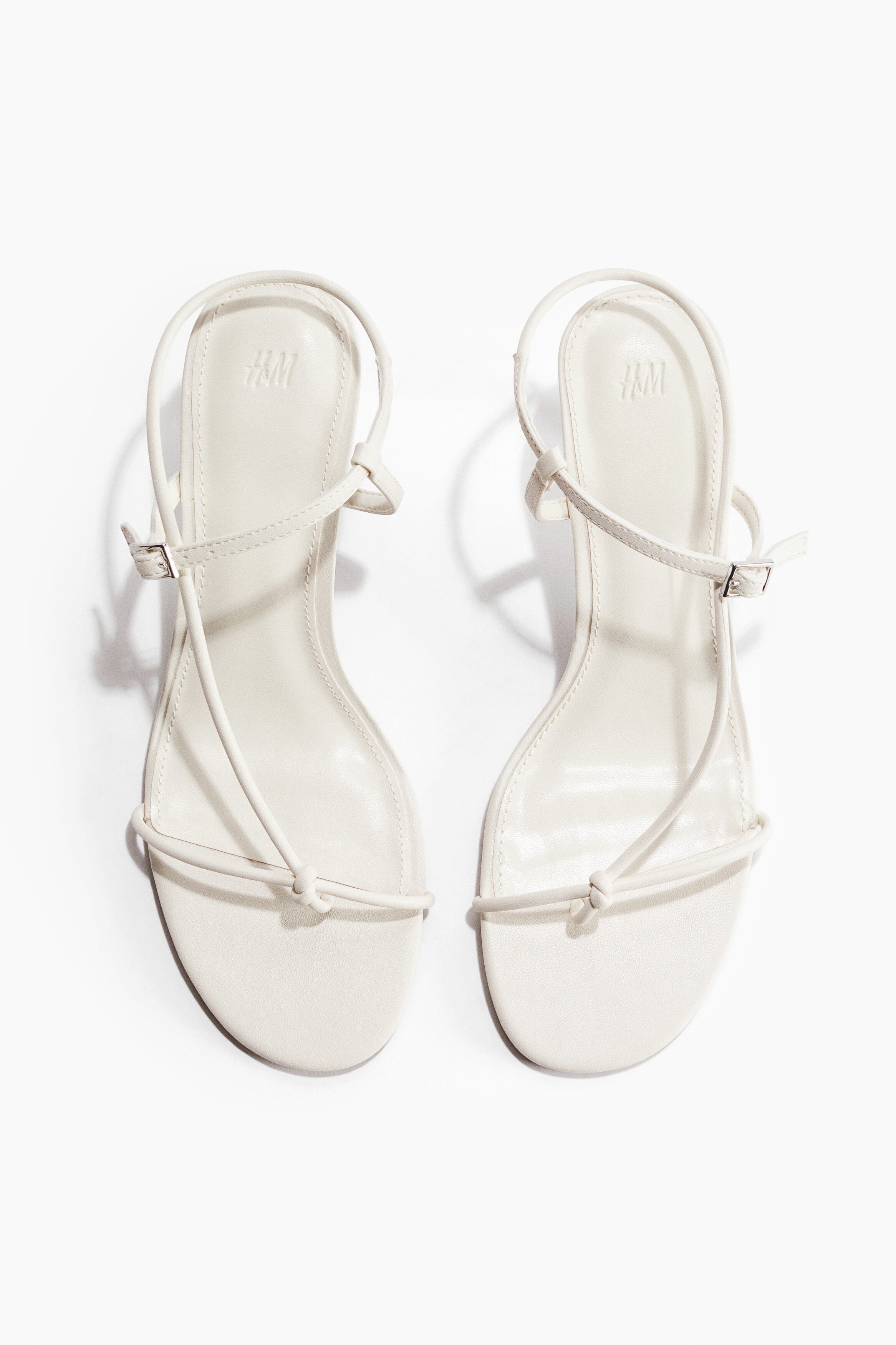 H&M Heeled Strappy Sandals, Alternate, color, White