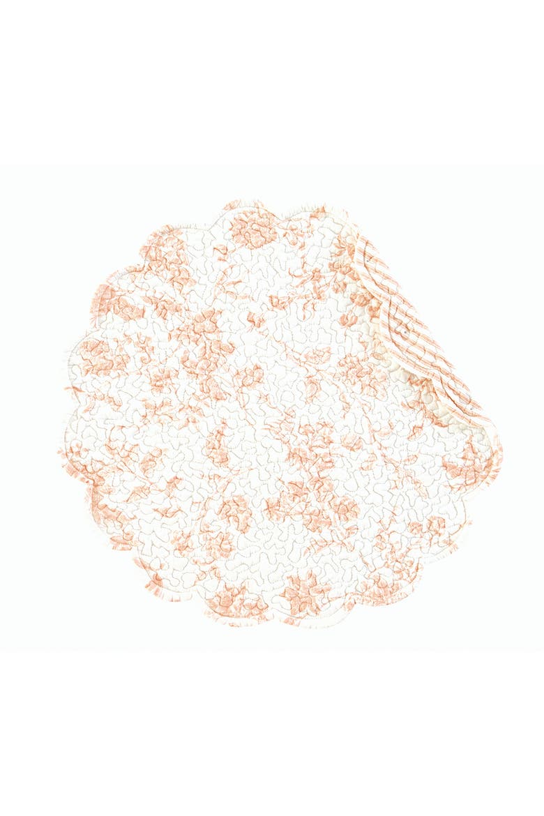 Brighton Pink Vintage Flowers 100% Cotton Round Set of 6 Placemats 17", Main, color, Pink