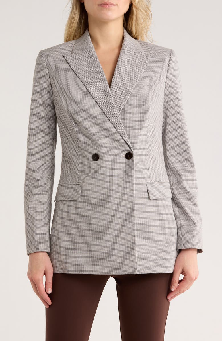 Theory Peak Lapel Double Breasted Blazer, Main, color, Tan Multi