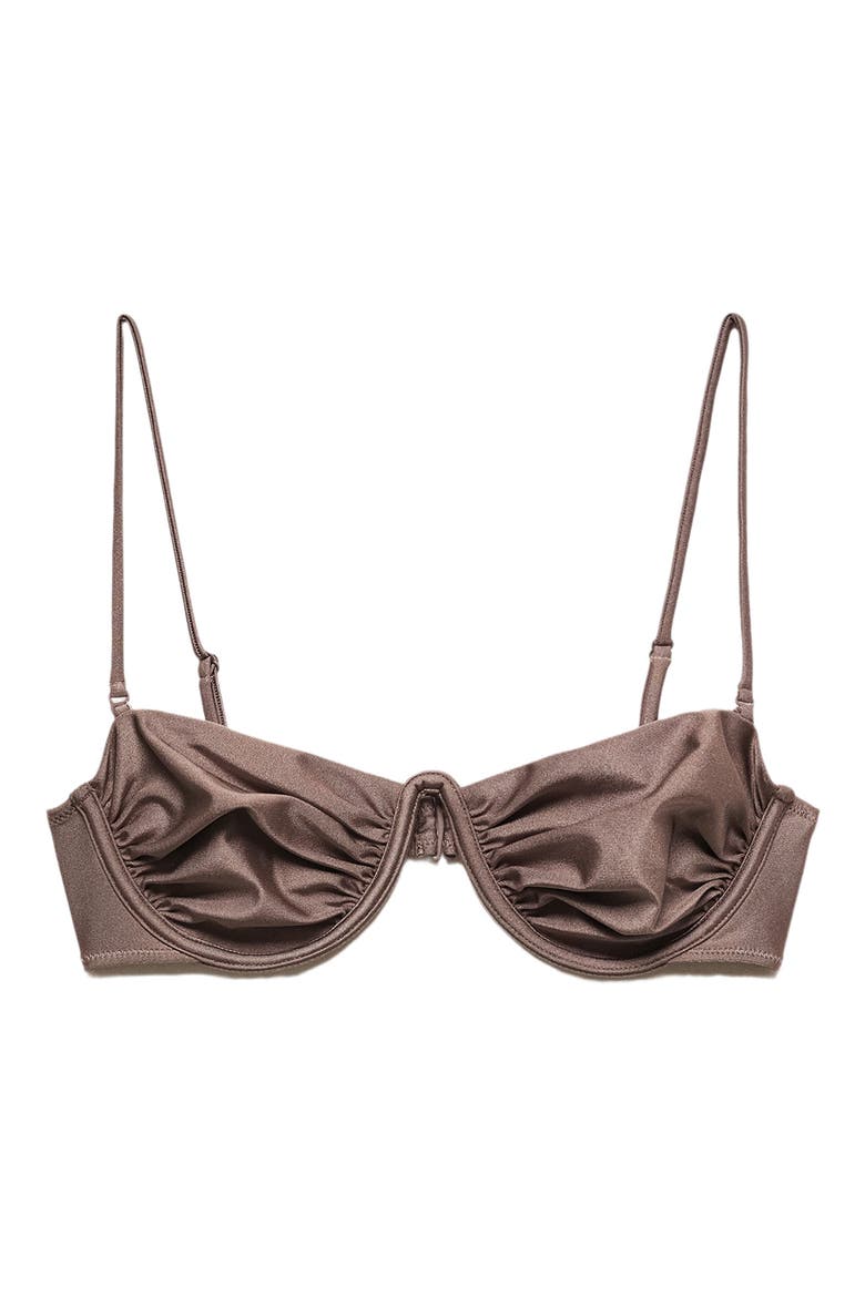 Shiny Underwire Bikini Top, Main, color, BROWN