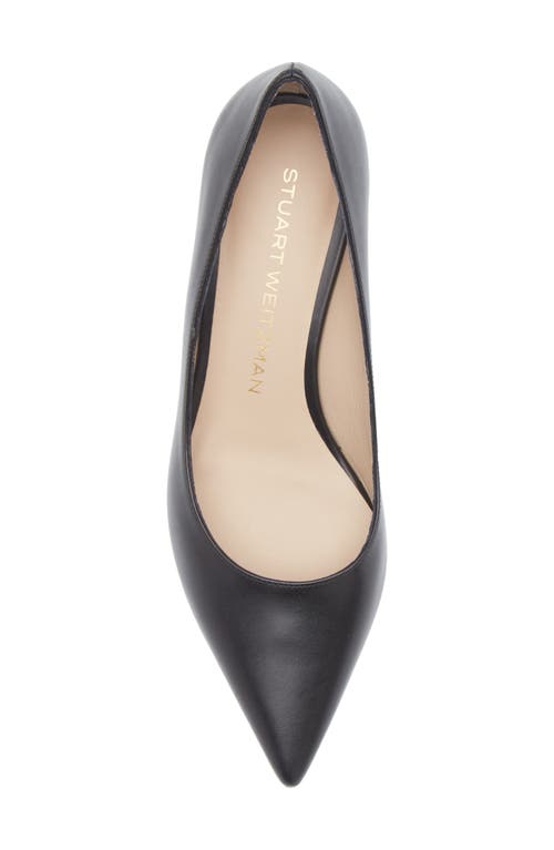 Stuart Weitzman Stuart Power 50 Block Heel Pump In Black Smooth Calf
