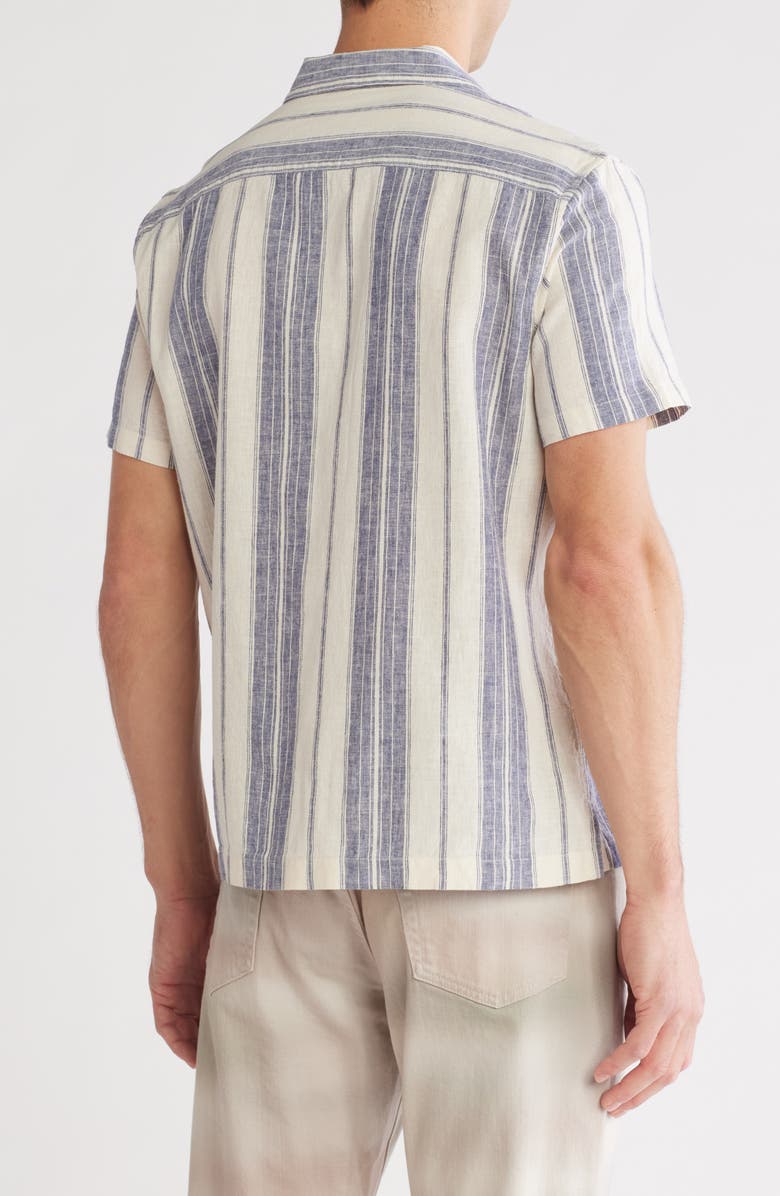 14th & Union Stripe Linen & Cotton Camp Shirt, Alternate, color, Ivory Eggnog Relaxed Stripe