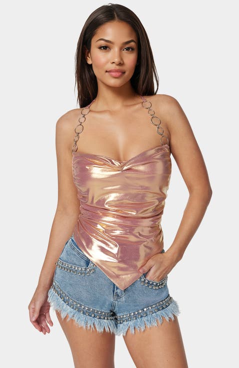 Metallic Handkerchief Top