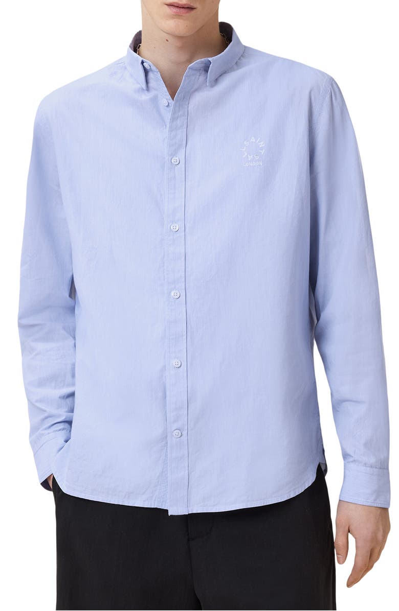 AllSaints Fletcher Pinstripe Cotton Button-Up Shirt, Alternate, color, 