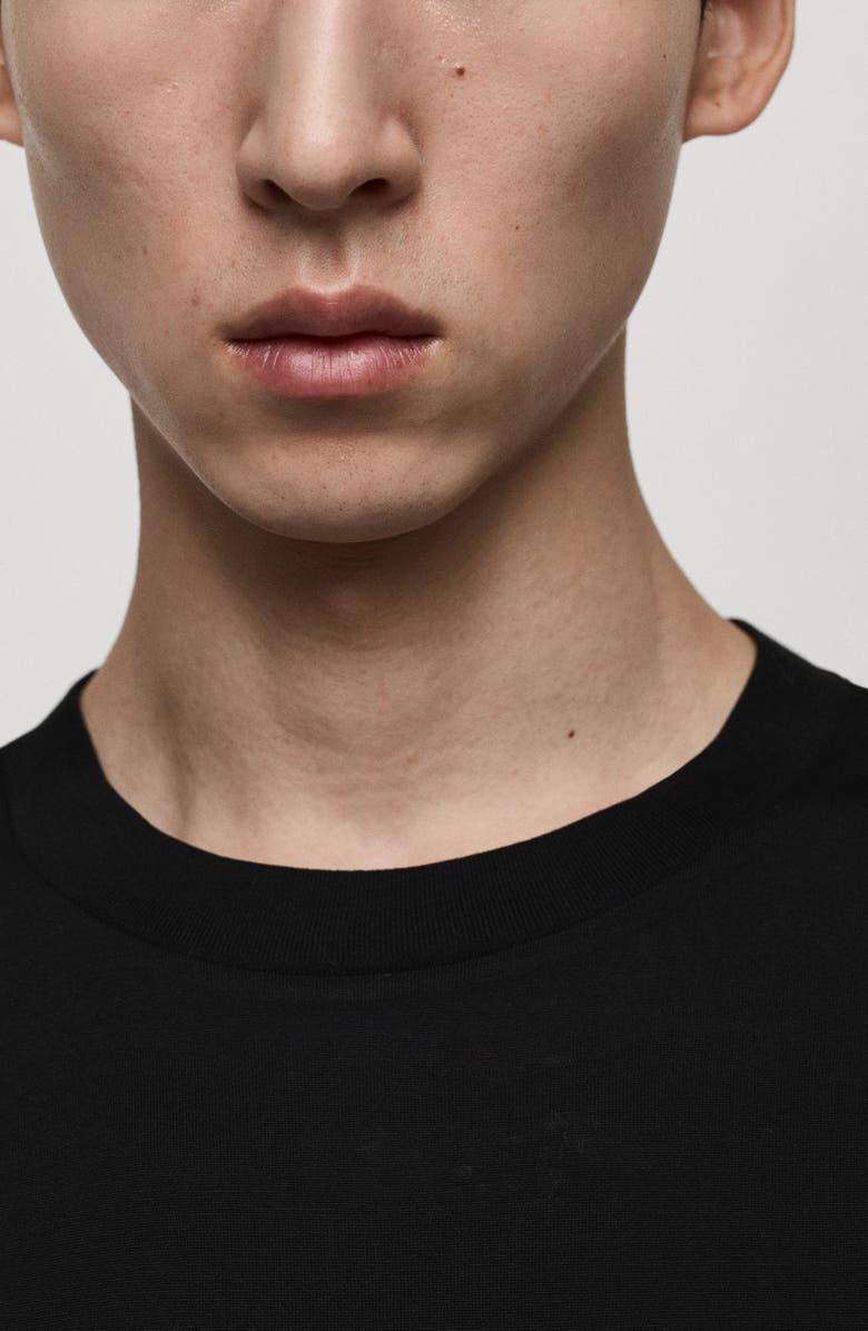 MANGO Regular Fit Cotton T-Shirt, Alternate, color, Black